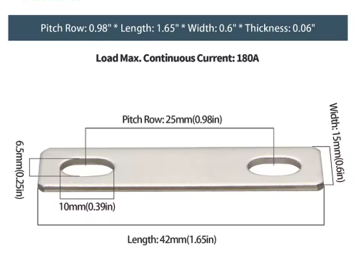 Copper busbar for LiFePo4 cells