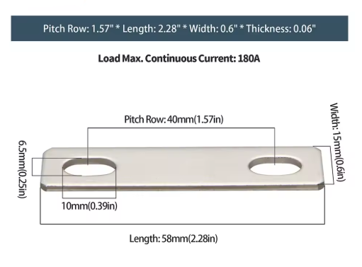 Copper busbar for LiFePo4 cells