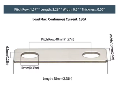 Copper busbar for LiFePo4 cells