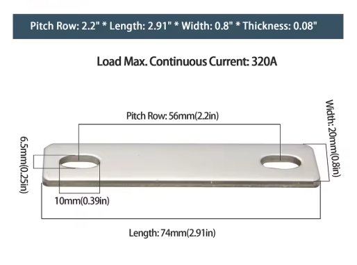 Copper busbar for LiFePo4 cells