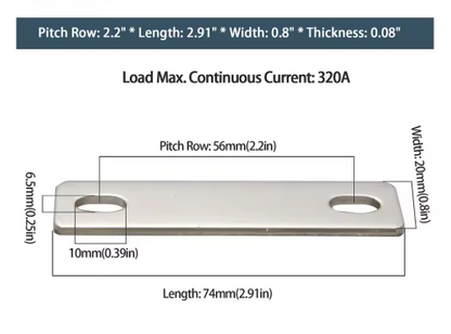 Copper busbar for LiFePo4 cells