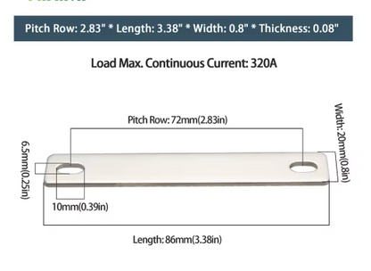 Copper busbar for LiFePo4 cells