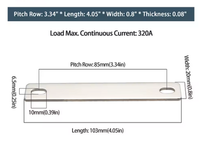 Copper busbar for LiFePo4 cells